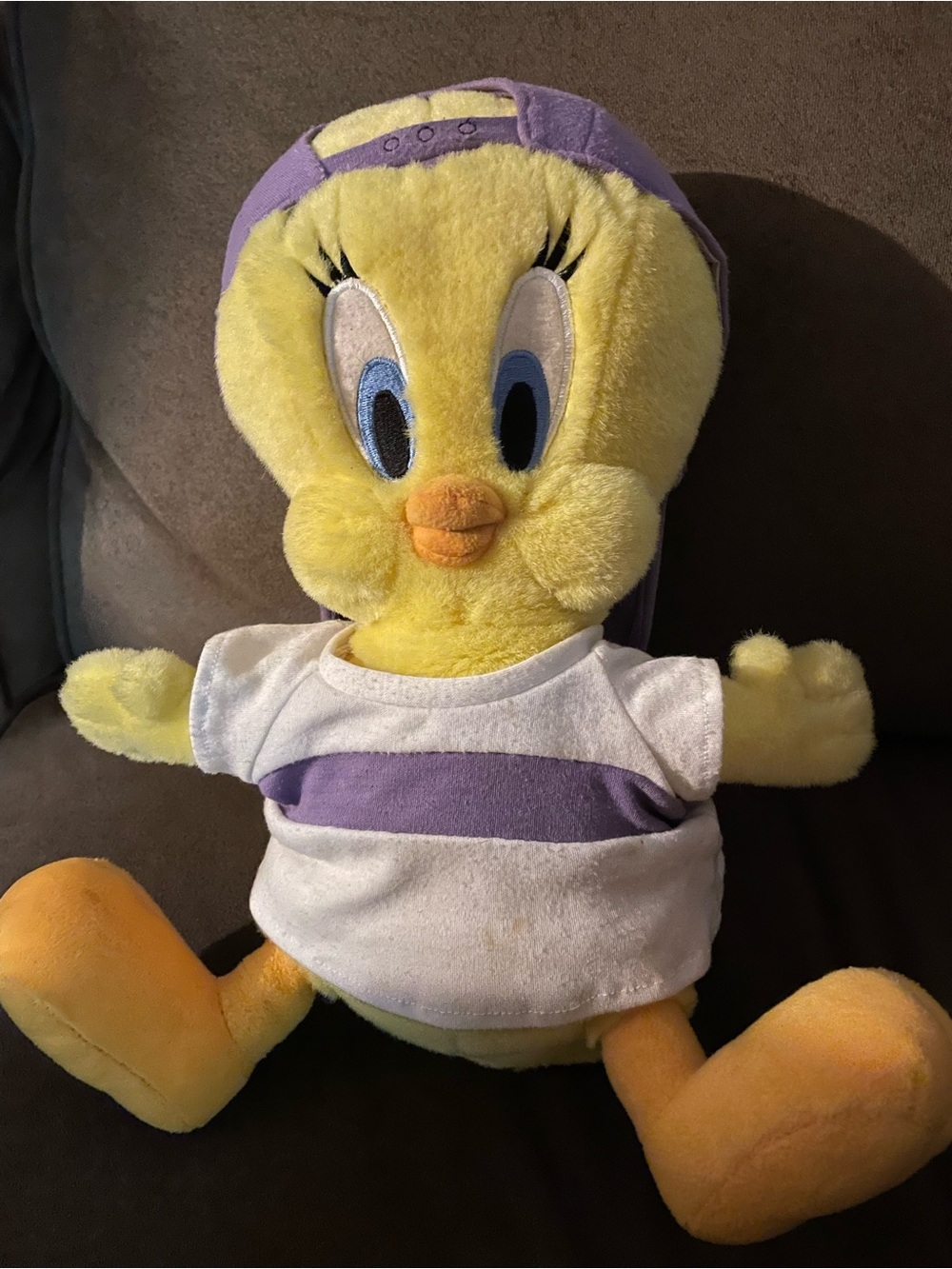 Vintage Tweety Plush Toy for Pets Bird - Yellow with Purple Accents